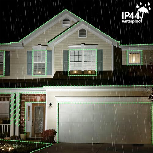 YEGUO Solar Rope Lights Outdoor Waterproof, 66ft 200 LED Green String Lights, 8 Modes Fairy Lights in Clear Thin Tube - color: Green