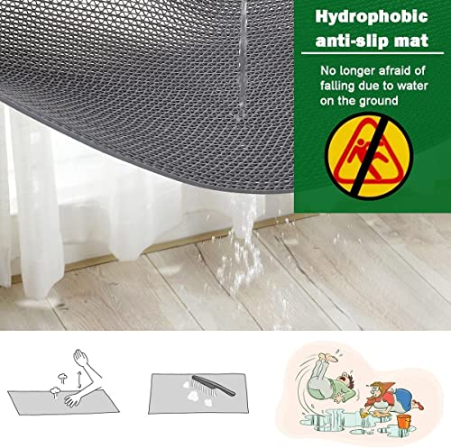 jxgzyy Commercial Drainage Mat PVC Non Slip Wet Area Commercial Floor Mat 3x16.4 Ft 0.22'' Thick Pool Drain Floor Mat Roll for Restaurant Bars Bathroom Patio Outdoor Indoor Rug (Grey) - color: Grey, size: 196.8"L x 36"W x 0.2"Th