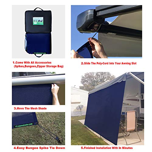 Tentproinc RV Awning Sun Shade Screen 7' X 14' 3''(Fit for 15 ft Awning) Mesh Sunshade for Motorhome Camping Trailer Awning Sunscreen Block UV Glare Sunblocker - 3 Year Warranty (Navy Blue) - color: Navy Blue, size: 7' x 14'3'' -Actual Measurement