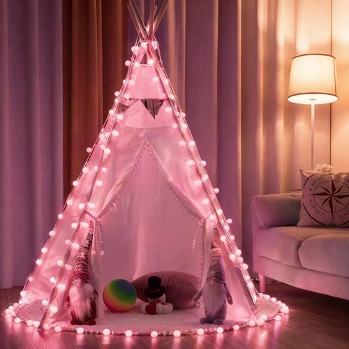 Mothers Day Decorations Lights USB Plug in 38ft 100LED 8 Mode Remote Timer Mini Globe Fairy String Lights Gifts for Mom Women Girl Mother Bedroom Indoor Dorm Happy Valentines Mother's Day Decor, Pink - color: 100LED-Pink