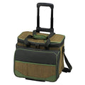 Picnic at Ascot Original Insulated Picnic Cooler with Service for 4 on Wheels-Designed & Assembled in the USA - color: Green