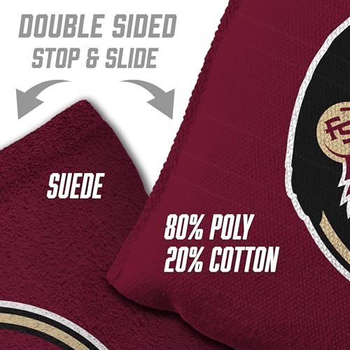 YouTheFan Officially-Licensed NCAA Set of 8 Cornhole Bags - All Weather Dual Sided Slide & Stop - Regulation Size with Carry case - color: Florida State Seminoles