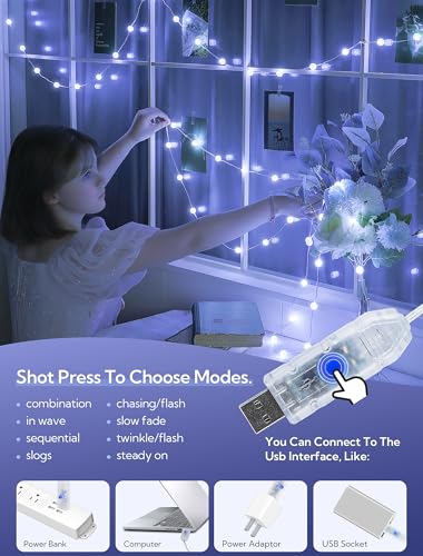 Upgrade Globe String Lights,10FT 30 LED USB Fairy Lights,8 Modes Crystal Crackle Ball Lights,Waterproof Decorative Christmas Lights for Indoor,Outdoor,Bedroom,Classroom,Wedding,Party,White - color: White, size: 30LED