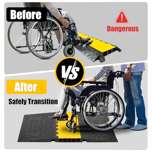 5 Channel Rubber Cable Protector Ramp, ADA Compiant Low Profile Drive Over Cable Protector, Wire Cord Cover Ramp for Wheelchiar, Walker, Gait Trainer, Rollator, Scooter, Low Vehicles