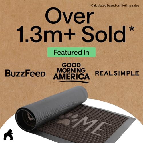 GORILLA GRIP 100% Waterproof All-Season WeatherMAX Doormat US Designed Natural Rubber, Stain and Fade Resistant, Low Profile Indoor Outdoor Door Mats, Easy Clean Patio Mat, Espresso Home Paw - color: Espresso Home Paw, size: 29" x 17"