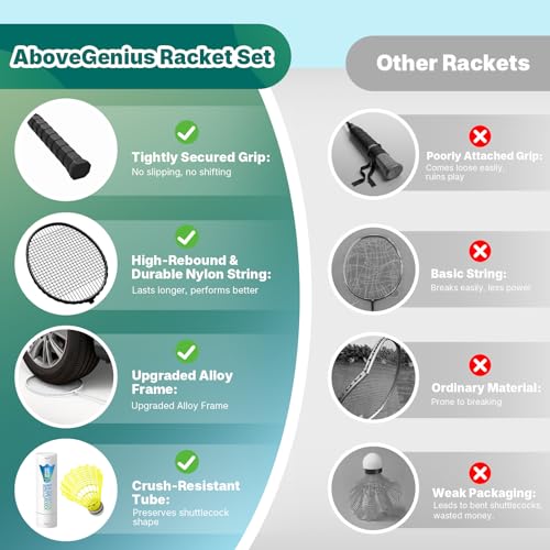 AboveGenius Badminton Rackets Set, Lightweight & Durable Badminton Set (Includes 6/12 Racquets, 6/12 Birdies), Outdoor Backyard & School Games for Adults, Teens, Families and Beginners - style: 2 Color 6 Rackets 6 Birdies