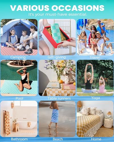 4 Packs Checkered Plaid Turkish Beach Towel Beach Blanket Sandproof Fast Drying Extra Large Match Tote Bag Lounge Chair Umbrella Tent Dress Toys Canopy Outfits Dresses Shirt Cooler Packpack Table - color: 4pcs Mixed, size: 72 X 36 Inch