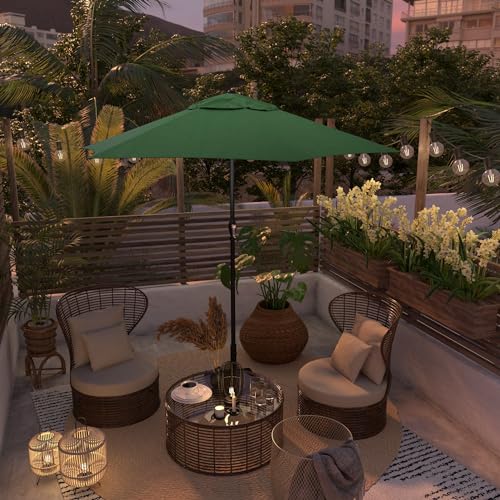 Sunline 9 ft Patio Umbrella with Crank & Push Button Tilt, Outdoor Market Umbrella with UV Protection & Wind Vent, Metal Frame for Deck, Pool & Table, Hunter Green - color: Hunter Green, size: 9 foot