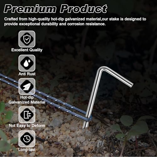 FEED GARDEN 7 Inch Tent Stakes 50 Pack Yard Inflatable Stakes for Outdoor Decorations Metal Pegs Heavy Duty Garden Hooks Camping Tent Spikes for Canopies, Tarp and Outdoor Christmas Decorations - size: 50 Pack