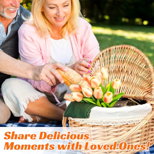 Hap Tim Wicker Picnic Basket for 2 with Lid - Unique Gifts Ideas for Couple, Engagement, Wedding, Bridal Shower, Family, Christmas - White Elephant Gifts for Adults(Y2408-B1) - style: Standard size, white cloth