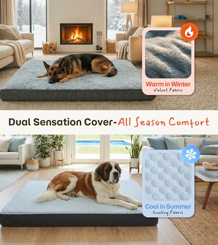 Dog Bed for Crate, Extra Large Cooling Mat for Dogs, Waterproof Dog Bed with Dual Surface Removable Washable Covers, 41 x 27 Inch Pet Bed with Egg Crate Foam - size: 41"l X 27"w X 3"th