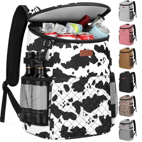 Soft Cooler Backpack 30 Cans/45 Cans, Backpack Coolers Insulated Leak Proof Thermal Lunch Backpack for Men Work Small Cooler Bag Beach Travel Picnic Drink Beverage Beer - color: Cow Print, size: 30 Cans