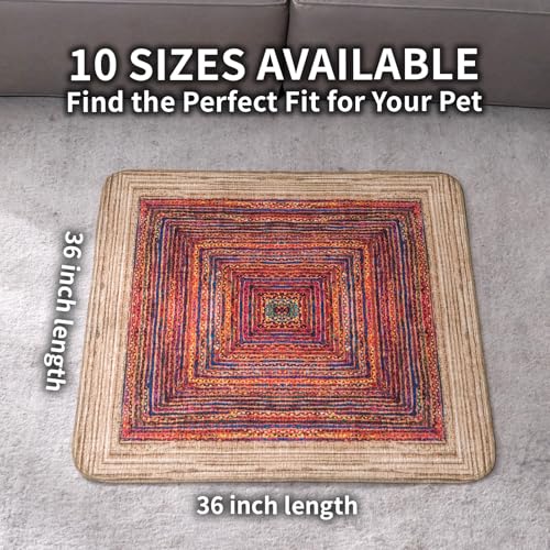 Washable Dog Pee Pads, Vintage Carpet Style, Non-Slip, Leak-Proof, Ultra-Absorbent, Reusable Puppy Training Pads & Mat for Pet Crates, Floors, Whelping & Housebreaking, 2 Pack 36"x36" - color: Sisal Bohemian Print, size: 36" ×36"(pack of 2)
