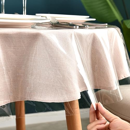 Nasitos 2 Pack Round Clear Plastic Tablecloth Protector 70 Inch-100% Waterproof Table Cover Vinyl Plastic Sheet, Thick Non Slip Wipeable Circular Table Cloth for Wedding, Banquet, Restaurant, Parties - color: Clear, size: 70 Inch (Round)