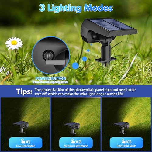 NYMPHY Solar Lights Outdoor Waterproof IP68, 56 LED 3 Lighting Modes Solar Powered Garden Yard Spot Solar Lights for Outside Landscape- 4 Pack (Warm White) - color: Warm White, size: 4 Pack