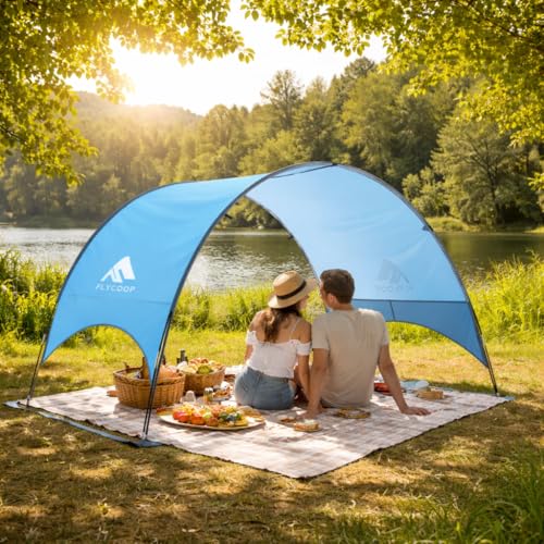 2026 Upgraded Beach Umbrella Canopy with UPF 50+ UV Protection – Portable Beach Tent for Sun, 360° Ventilation, 4 Sandbags, Dual Pockets, Stakes & Ropes, 90.5*59*53 inch for 3 People - style: 90.5*59*53 inch