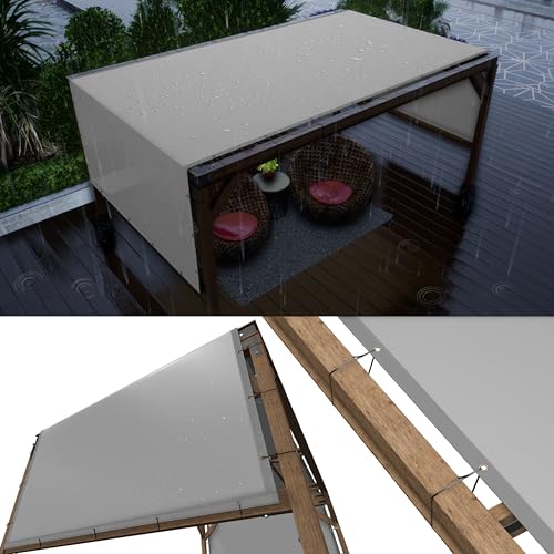 ColourTree 7' x 7' Grey Waterproof Pergola Sun Shade Canopy Replacement Cover UPF50, Commercial Grade 260 GSM Cloth for Outdoor Patio, Garden, Deck, Backyard (We Make Custom Size)