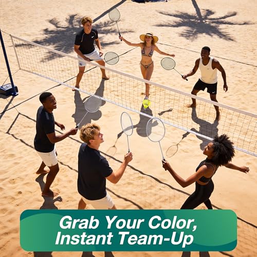 AboveGenius Badminton Rackets Set, Lightweight & Durable Badminton Set (Includes 6/12 Racquets, 6/12 Birdies), Outdoor Backyard & School Games for Adults, Teens, Families and Beginners - style: 2 Color 6 Rackets 6 Birdies
