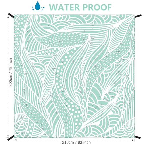HIHOHO Beach Blanket Waterproof Sandproof Beach Mat for 1-8 Adults Quick Drying Durable Outdoor Picnic Mat for Beach Festival Travel Camping Hiking (LBL-Ripple, 79"×83"(4 Person)) - color: Lbl-ripple, size: 6'11" x 6'7"