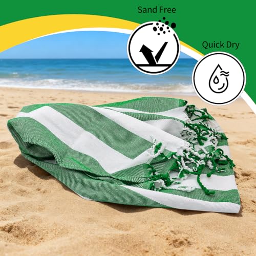 12 Pack Turkish Beach Towel 36"x71" Extra Large Beach Towels Sand Free Bath Towels Adults Lightweight Quick Dry Pool Towels Green - color: Green, size: 12 Pack