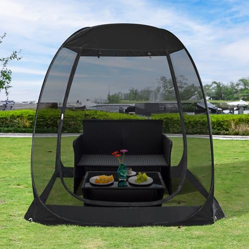 Alvantor® Pop Up Screen House, Outdoor Mosquito Mesh Tent with UV Resistant, Pop Up Canopy Easy Up, Foldable Screen Room for Camping,Backyard, Garden, Patio(Black, 6x6 FT) - color: Black, size: 6'x6'