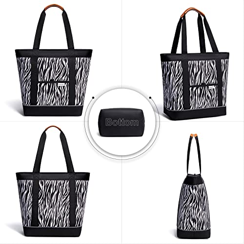 Insulated Cooler Bag Reusable Grocery Tote Bags Transport Large Lunch Box for Women - color: Zebra