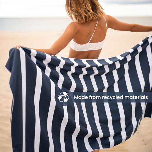 SummerSand Microfiber Beach Towel Extra Large (79 x 39.5 in) - Quick Dry, Sand Free - Compact and Lightweight for Travel - Recycled Materials - Travel Bag Incl - Oversized Pool Towel – Deep Blue - color: Deep Blue, size: 79x39.5"