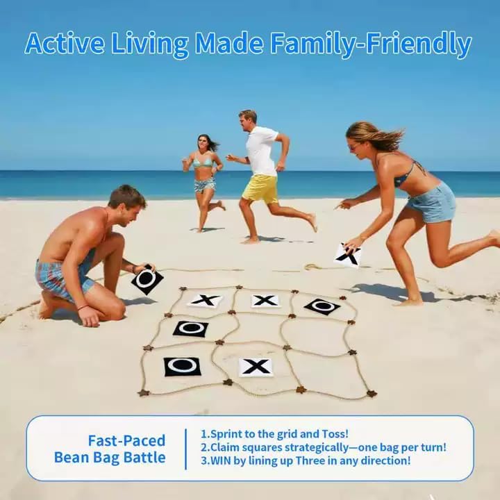 Nattork Outdoor Giant Tic Tac Toe Game for Kids Adult Family, Large Outside Lawn Yard Backyard Carnival Field Day Game, Birthday Party Family Reunion Games Playground - color: BLACK AND WHITE 3*3FT WOOD