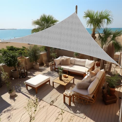 Shade&Beyond Triangle Sun Shade Sail 10'X10'X10' Permeable Canopy Light Grey for Patio Garden Yard Deck Pergola (We Make Custom Size) - color: Light Grey, size: 1 0' X 1 0' X 1 0', style: Triangle