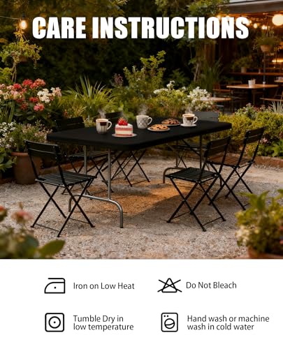 6FT Picnic Black Spandex Table Cloth - 1 Pack Fitted Rectangle Tablecloth for Folding Tables, Washable Table Cover for Outdoor, Camping, Picnic, Banquet and Party(30" x 72") - color: Black-6ft