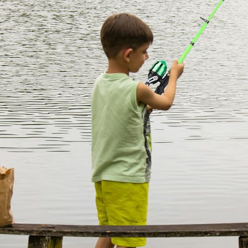 WIDDEN Kids Fishing Pole, Portable Telescopic Kids Fishing Poles for Boys and Girls, Fishing Rod and Reel Combo Kit with Tackle Box, and Fishing Net, Best Fishing Pole for Toddler Youth - color: Pink+Green