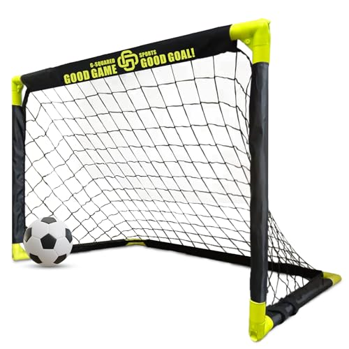 Mini Folding Soccer Goal Set for Kids,Indoor Outdoor Portable Training Goal with Ball & Pump,3x2x2ft (Black/Green)