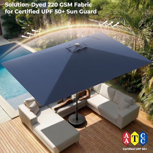 HOMSHADE 6.6 x 10 ft Rectangular Patio Umbrella Rectangle Umbrella Outdoor Patio, Large Outdoor Umbrellas for Patio Table with Tilting and Sun UV Protection for Pool, Deck, Market, Backyard - color: Navy Blue
