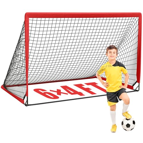 KTRIO 6x4 ft Soccer Goal for Backyard, Portable Soccer Net, Large Foldable Soccer Goals with Carry Bag for Kids Youth Teens Sports - style: Basic
