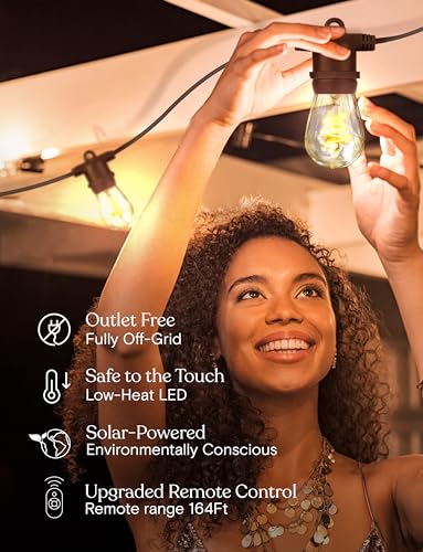 Brightech Ambience Pro Super Bright Solar Outdoor String Lights: Security, Visibility & Ambience - Heavy Duty Waterproof Patio Lights - Edison Spiral Shatterproof Bulbs - 4W Soft White Remote Control - style: Super Bright Spiral (4W) Remote Control 27 FT