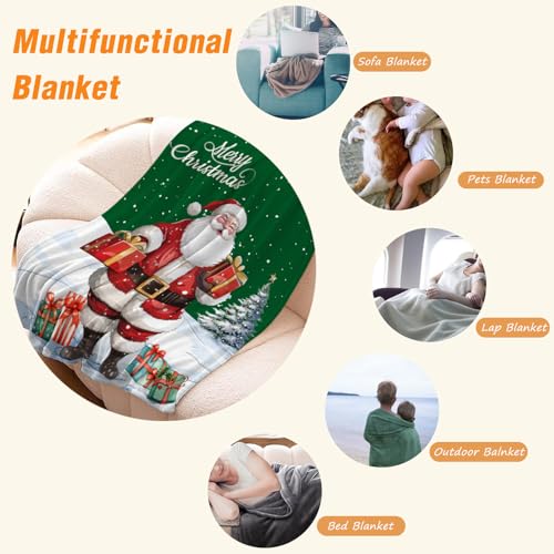 YeeJu Christmas Decorative Throw Blanket Green Christmas Santa Claus Throw Blanket for Couch Sofa Bed Soft Cozy Lightweight Fuzzy Plush Fleece Blankets and Throws Xmas Blanket 50x60 - color: Chrsitmas-21, size: 50"x60"