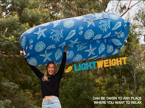 WEKAPO Inflatable Couch Air Lounger Chair - Camping & Beach Accessories, Portable Blow up Sofa for Hiking, Lawn, Indoor/Outdoor Movies & Music Festivals. Lightweight and Easy to Set Up Air Hammock - color: Sea Shell