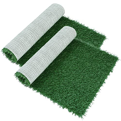 GLOBREEN Puppy Artificial Grass Pee Pad for Dogs Potty Training - 18 x 14 Inches Replacement Pet Fake Grass Mat 2 Pack, Reusable & High Drainage & Anti Odors - size: 18"x14"