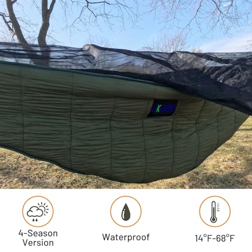 Under Quilts for Hammocks, HIKERBRO Ultralight Hammock Underquilt, Double Size Underquilt for Hammock Camping, Backpacking - color: Army Green (94.5"x51.2" Hammock Quilt)