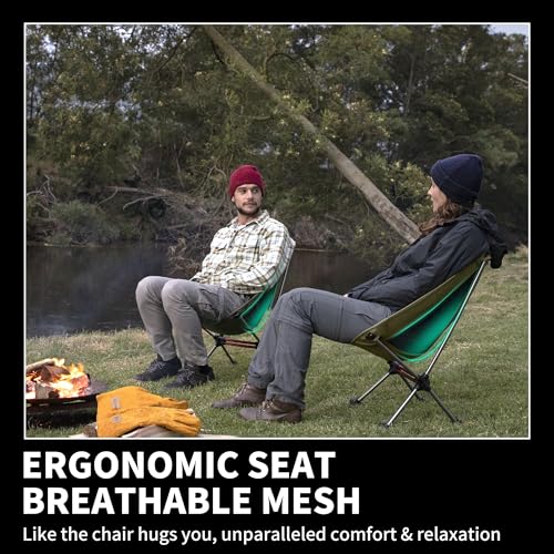 Naturehike YL08 Ultralight Camping Chair, 2.38 LBS Portable Backpacking Chair with Anti-Sinking Feet, Lightweight Compact Folding Hiking Camp Chair - color: Green