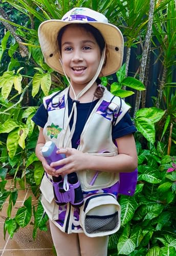 Adventure Kidz - Outdoor Exploration Kit, Children’s Toy Binoculars with Case, Flashlight, Compass, Fox Whistle, Magnifying Glass, Backpack. Great Kids Set for Camping, Hiking, STEM, Pretend Play. - color: Purple