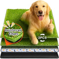 Hompet Dog Grass Pad with Tray Large, 35"x22.5", 2 Reusable Artificial Turf for Dogs Potty, Waterproof Non-Slip Washable Pee Pads, Quickly Absorbency Portable Dog Litter Box for Indoor/Outdoor Use - size: 35 x 22.5"