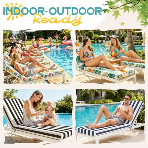 Folding Long Bench Cushion – Outdoor Cushioned Foam Pad for Pool, Patio, Beach, Lawn & Camping | Thick Padding, Lightweight & Easy to Store | Versatile Lounge Mat (2, Blue White Stripe（72X21X3in）) - color: Blue White Stripe（72x21x3in）