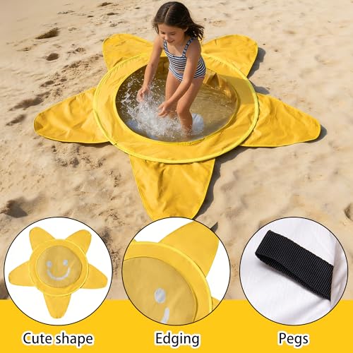 RunNico Pop Up Beach Pool, Portable Toddler Beach Pit with Water Bag and Storage Bag, Cute Shape Beach Pool Puddle for Outdoor Summer Beach Camping Traveling Vacation (Starfish) - color: Starfish