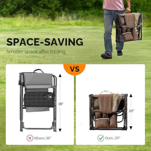 VINGLI Camping Chairs, Directors Chair, Camping Chair with Side Table & Carry Bag，Heavy Duty Camping Chairs for Adults, Portable Folding Camping Chair, Pocket for Beach, Fishing,Trip,Picnic,Lawn-Brown - color: Brown, size: 1 P