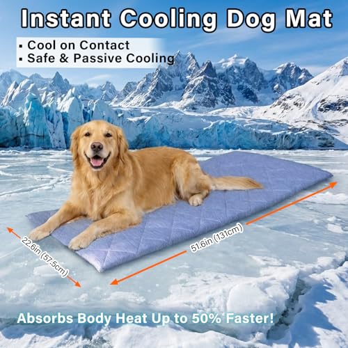 JoyBlooms Dog Bed for Car Back Seat, Dog Cooling Mat with 1.1in/2.8cm Thick Foam, Cooling Anti-Slip Washable Back Seat Pet Bed, 51.6in x 22.6in Fit on Backseat Extenders of SUVs and Small Trucks,Blue - color: Blue