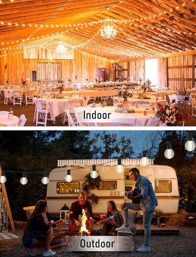 25FT Frosted White Lights G40 Globe Outdoor String Lights Patio Lights with 25 Frosted White Globe Bulbs - Black Wire - color: 25FT Frosted Black, size: 25 Feet