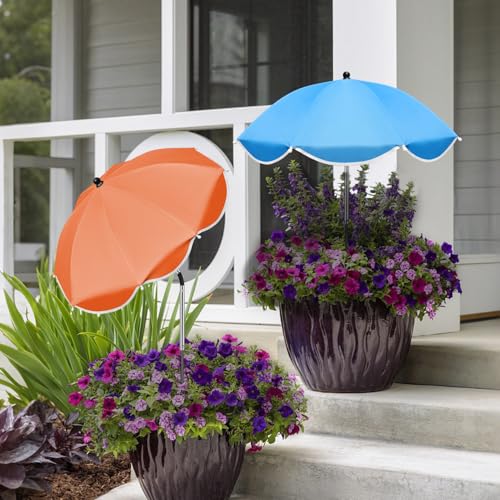 QRRICA 23.6" Adjustable Garden Umbrella Shade for Outdoor Use, Potted Greenery & Garden Beds – Angle-Adjustable Sun Protection - color: 4-pack