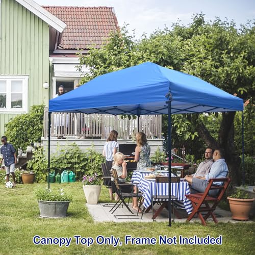 Joramoy 10×10 Canopy Replacement Top Only, Waterproof Pop Up Canopy Tent Top Cover with Ropes, Instant Canopy Top Sunshade Sliver Coated for Outdoor Garden Patio Camping (Blue) - color: Silver-coated Blue, size: 118"×118" Top Only(301×301cm）