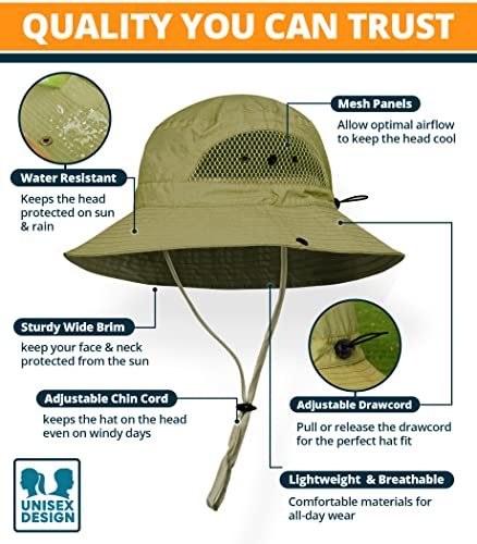 GearTOP Wide Brim Sun Hat for Men & Women, UPF 50+ Fishing Hat with Detachable Neck Flap & Face Cover Gardening Boonie Sunhat - color: Army Green Floater